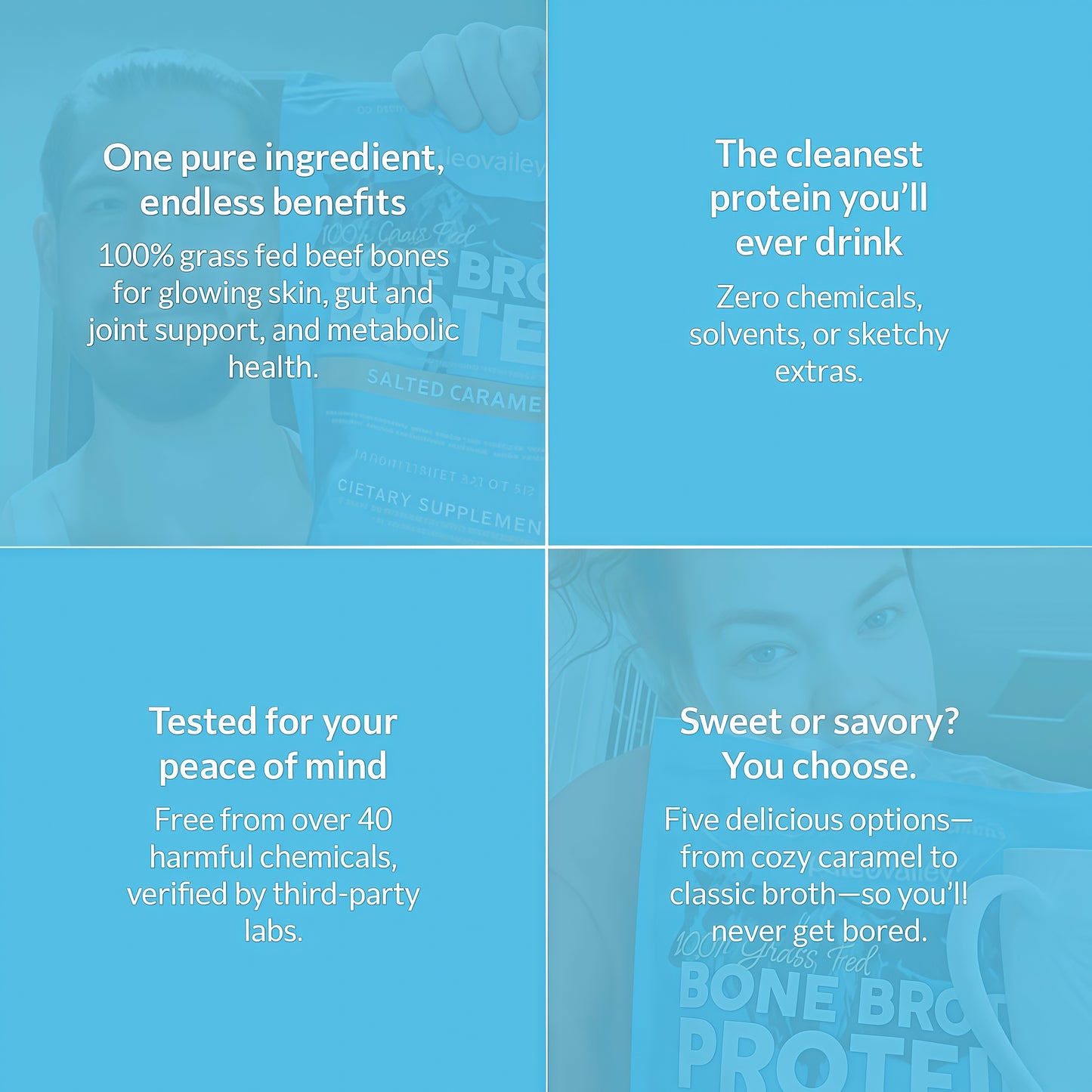 Paleovalley 100% Grass Fed Bone Broth Protein Powder Rich in Collagen