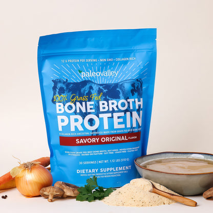 Paleovalley 100% Grass Fed Bone Broth Protein Powder  Rich in Collagen